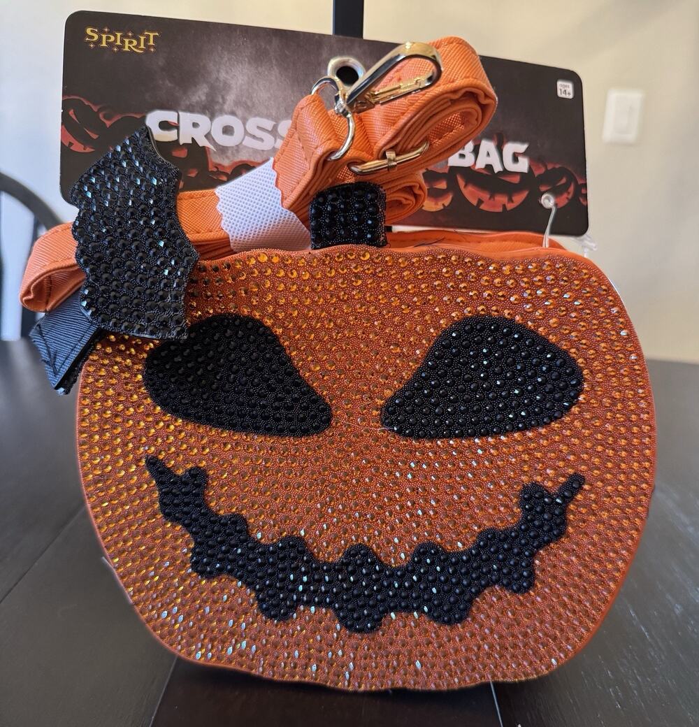 NWT Spirit Halloween Rhinestone Jack-O’-Lantern Crossbody Bag